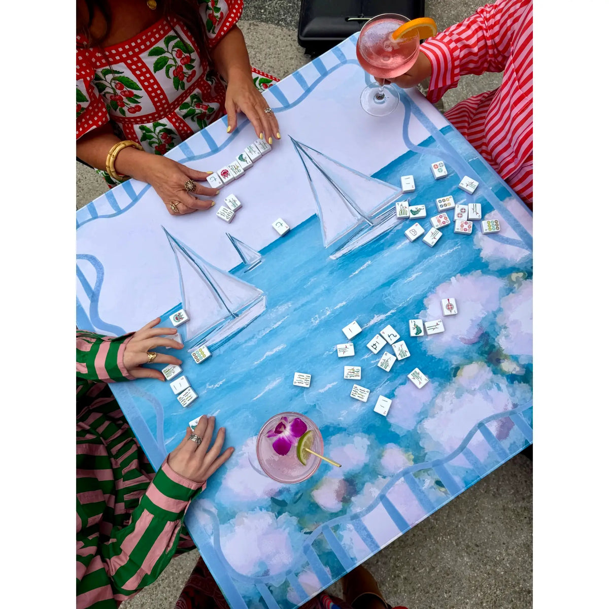 White Sailboats-Mahjong Mat