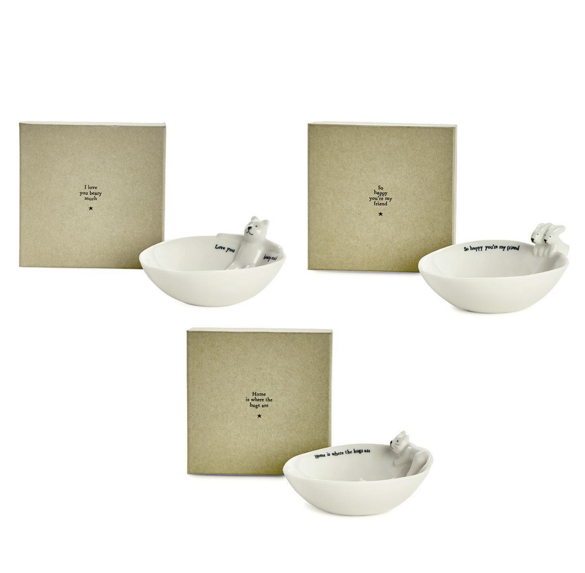 Friendly Animals Decorative Trinket Bowls in Gift Box