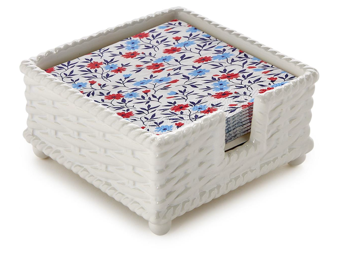 Basketweave Cocktail Napkin Holder - Ceramic