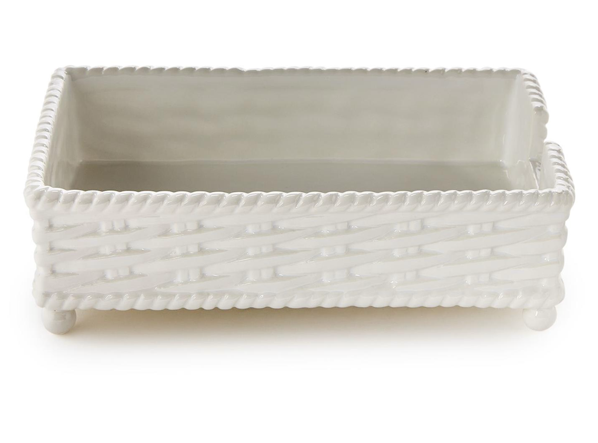 Basketweave Guest Towel / Utensil Napkin Holder - Ceramic