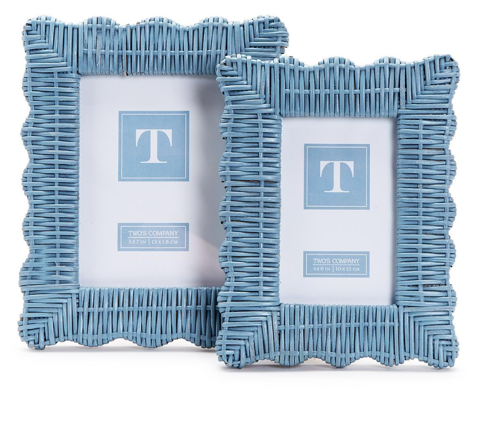 Set of 2 Blue Wicker Weave Photo Frame
