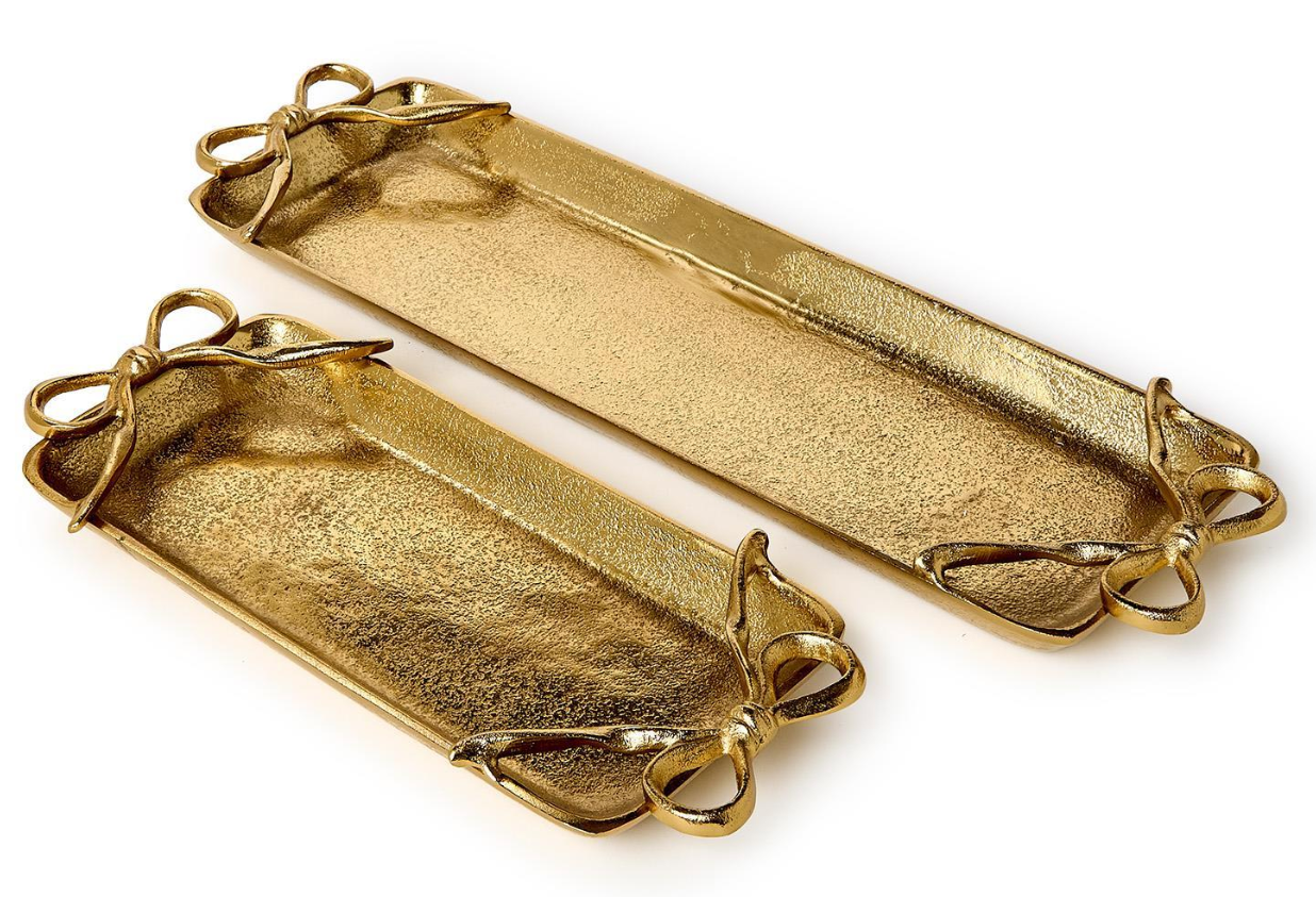 Gold Bows Set of 2 Serving Trays
