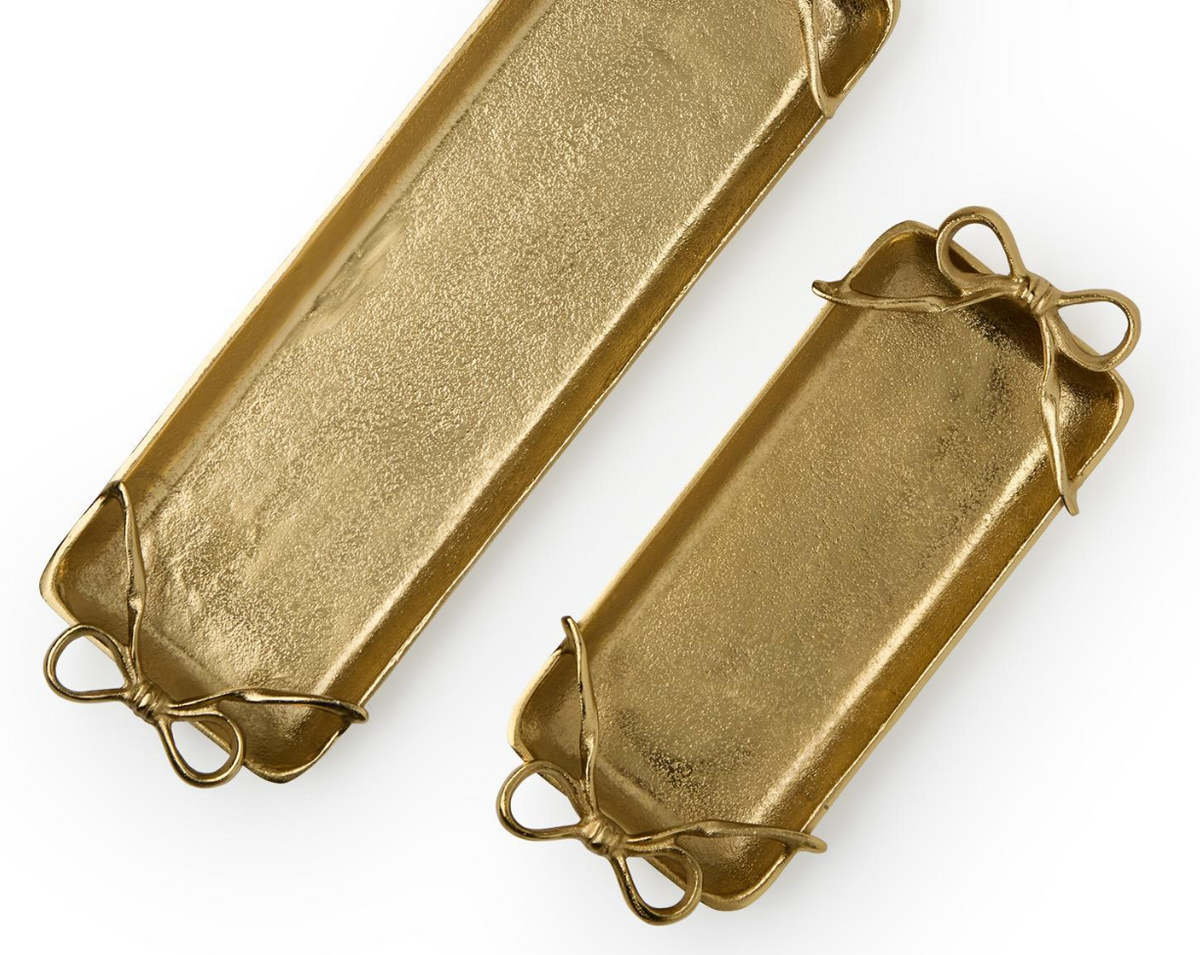 Gold Bows Set of 2 Serving Trays