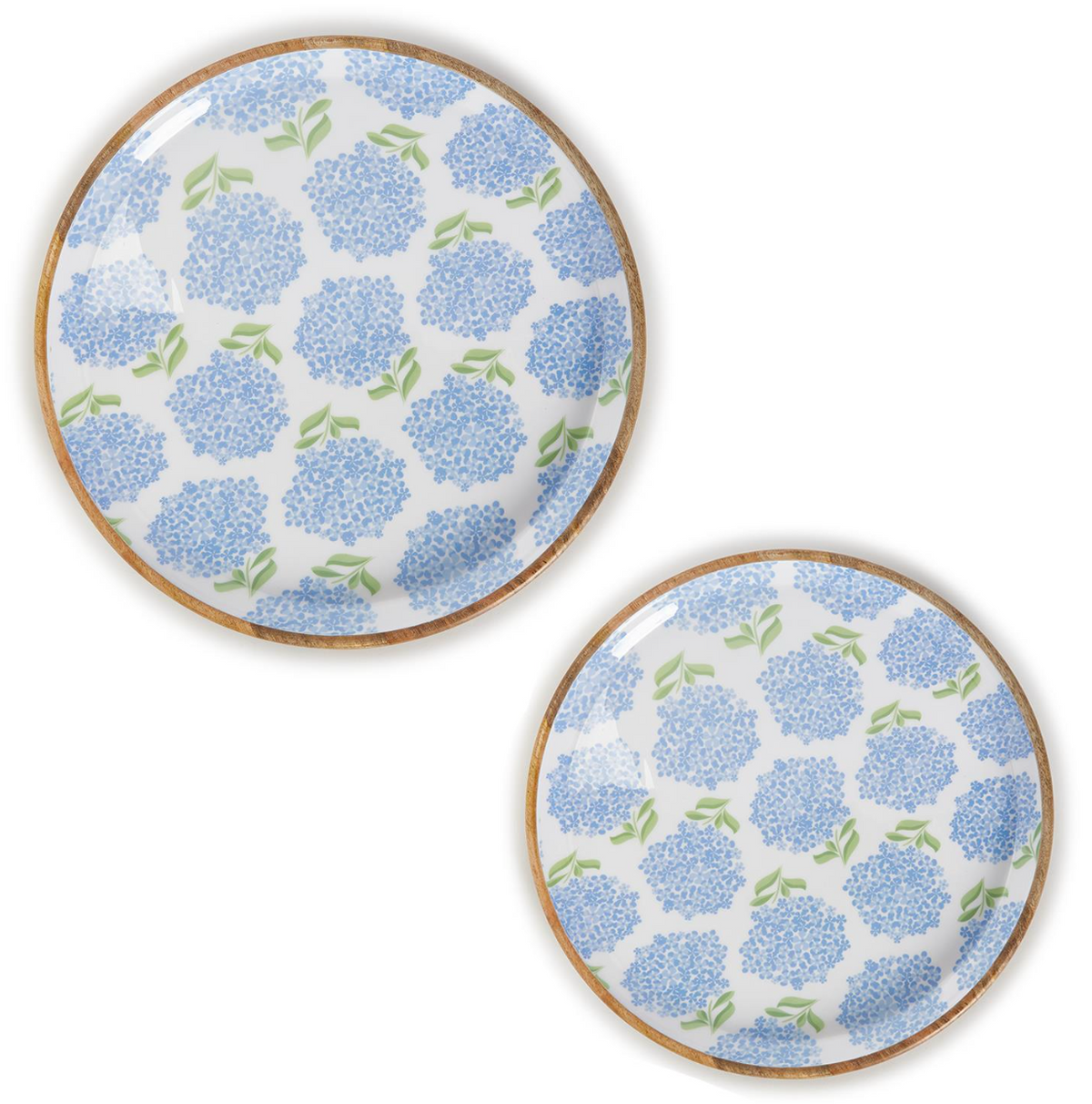 Hydrangea Hand-Crafted Wood Round Tray