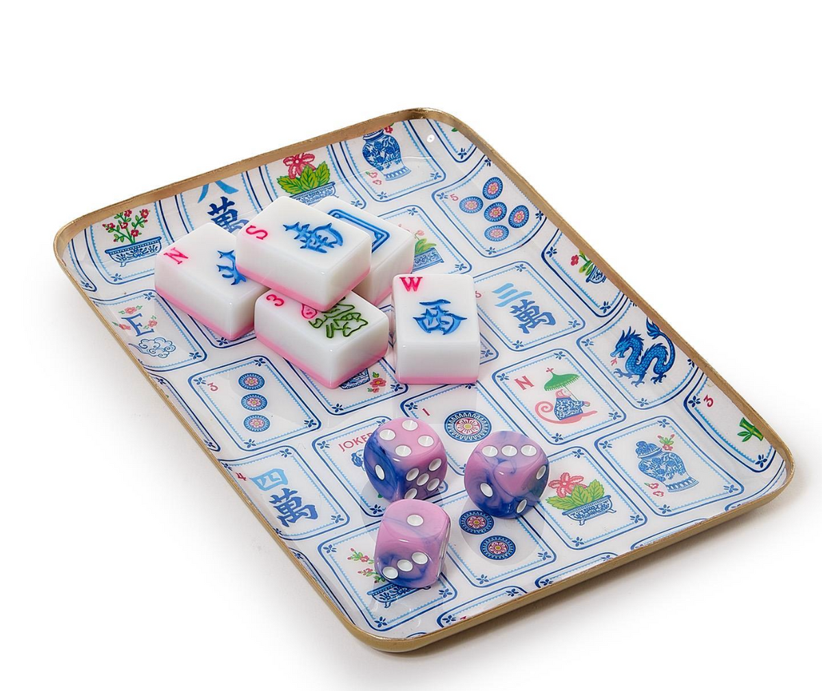Mahjong Set of 3 Tile Metal Trinket