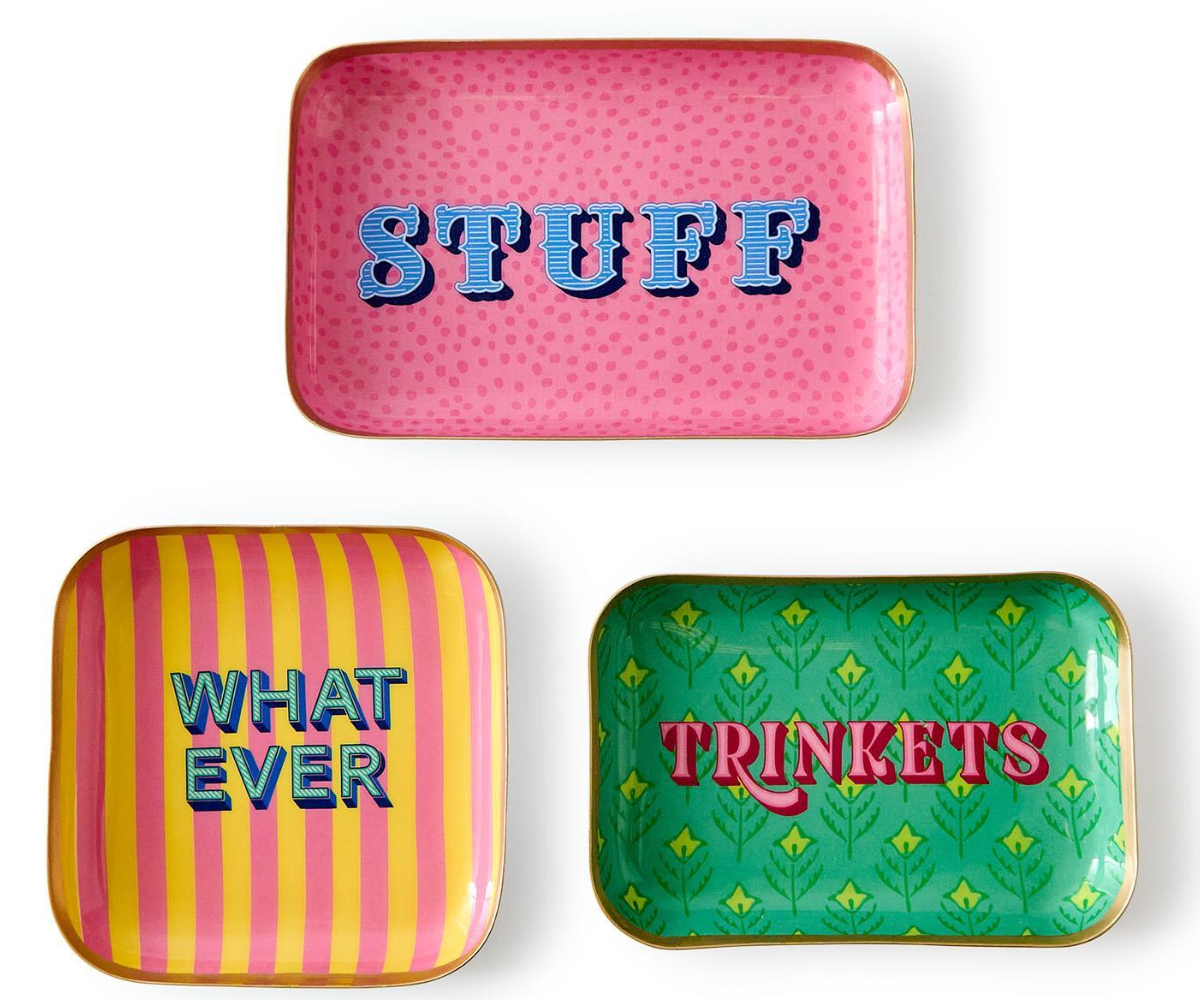 Wise Sayings Metal Trinket / Desk Trays with Sayings