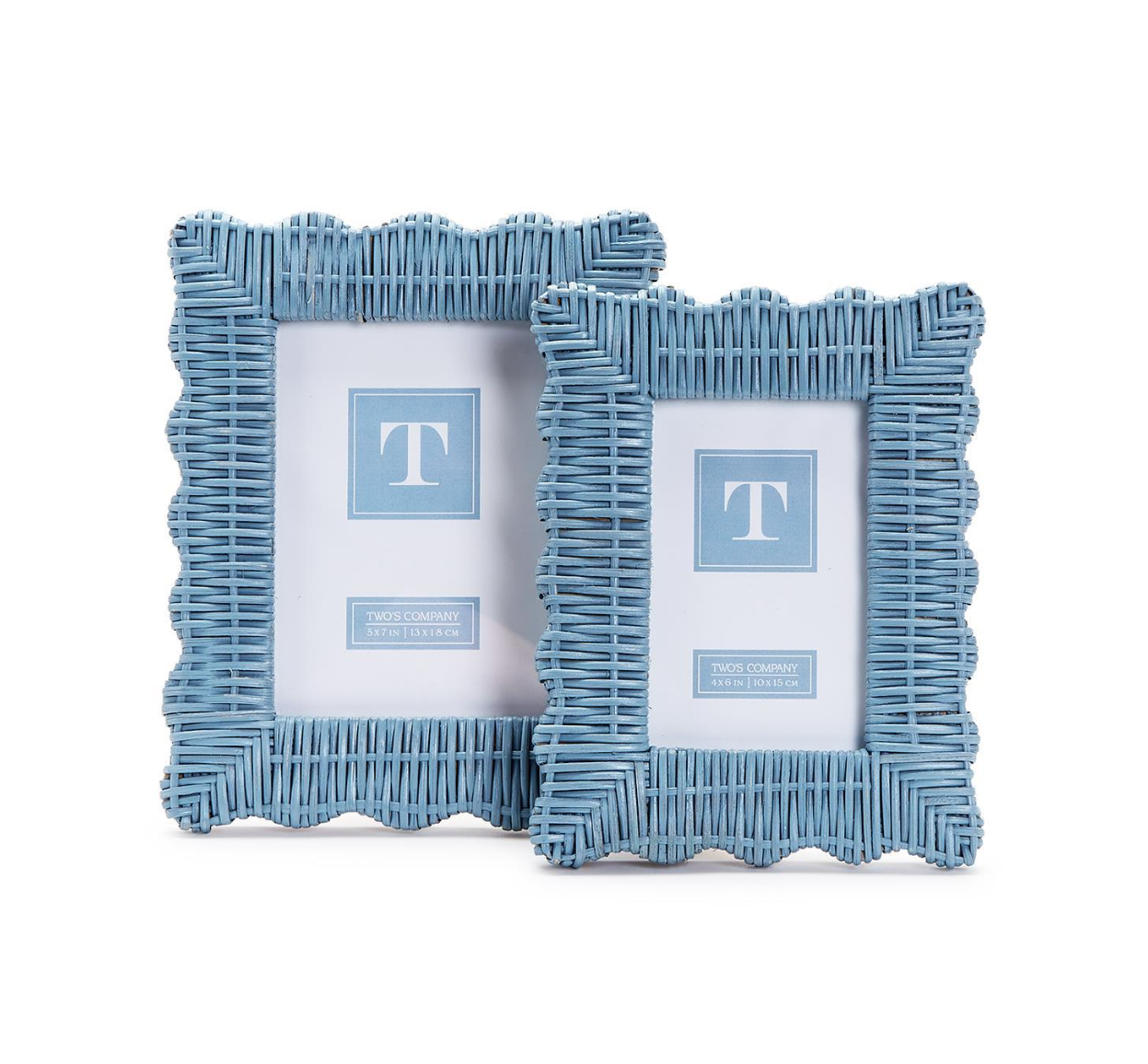 Blue Wicker Weave Scalloped Frame