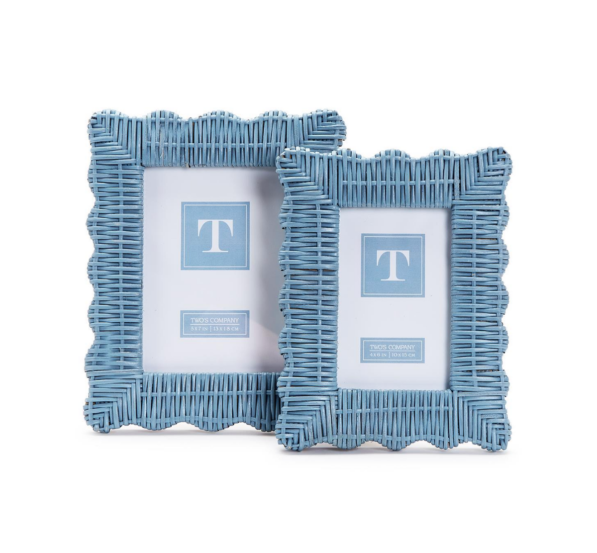 Blue Wicker Weave Scalloped Frame