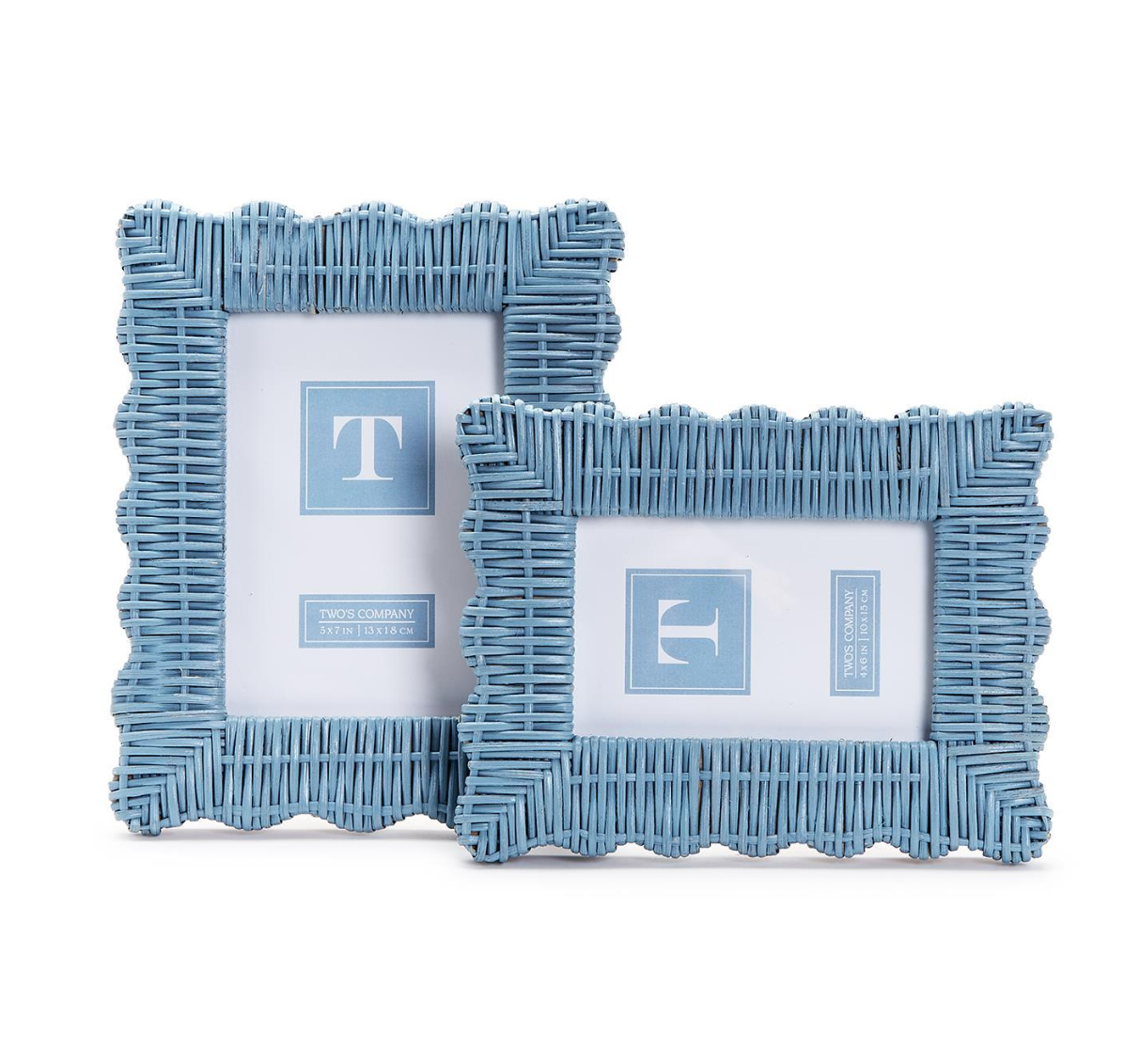 Blue Wicker Weave Scalloped Frame