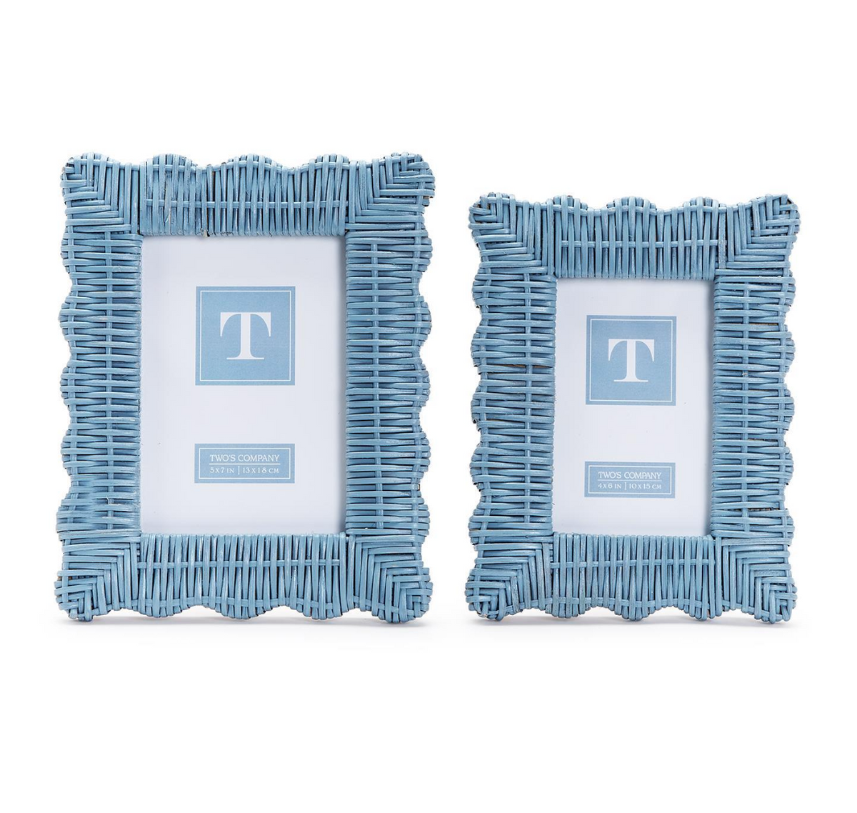 Blue Wicker Weave Scalloped Frame