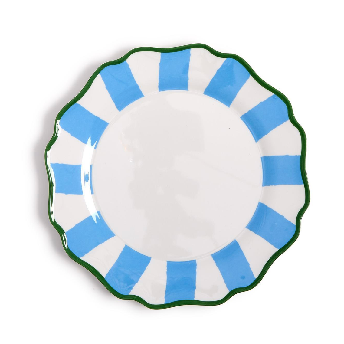 Set of 4 French Blue Striped Dinner Plates