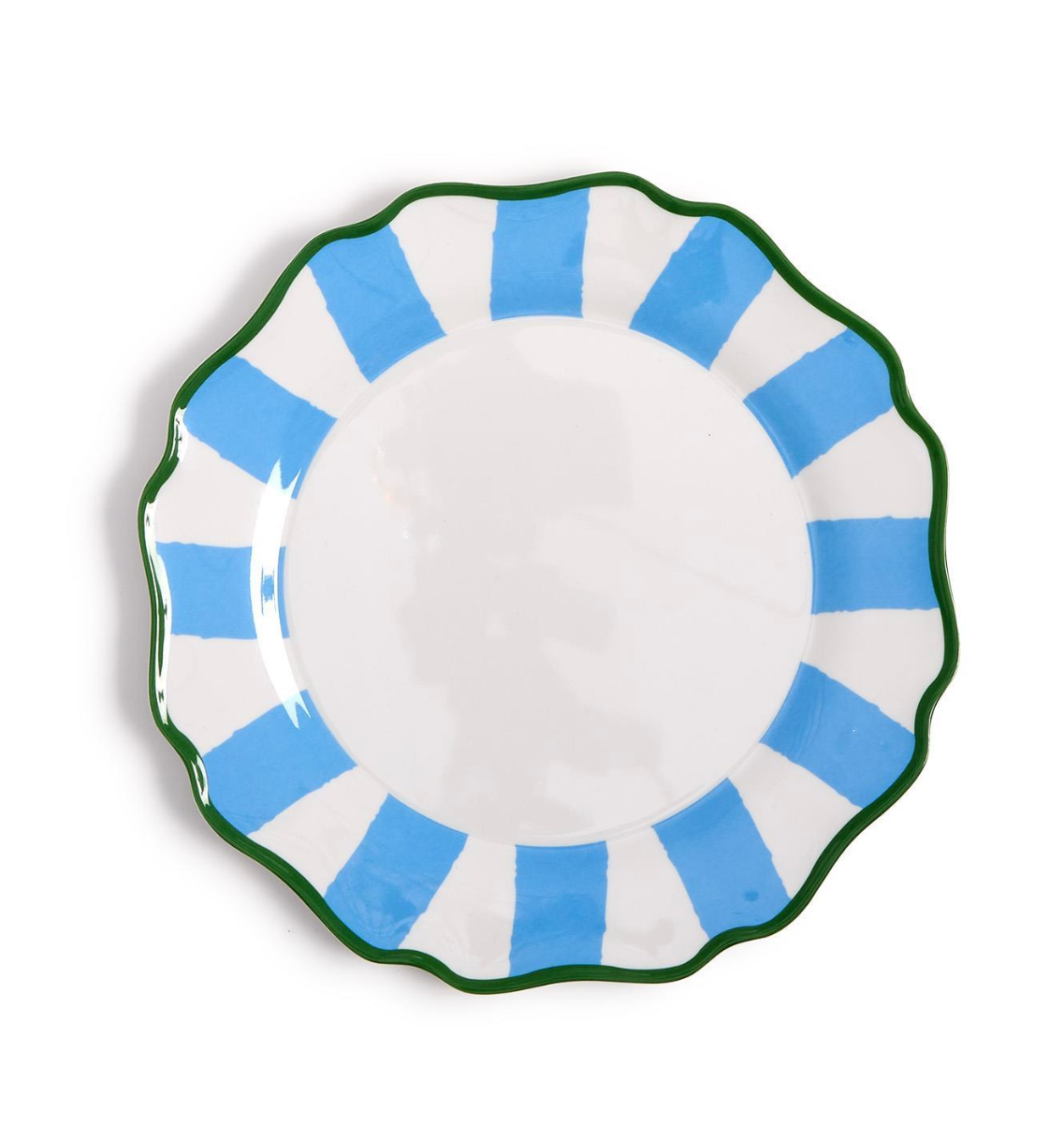 Set of 4 French Blue Striped Dinner Plates