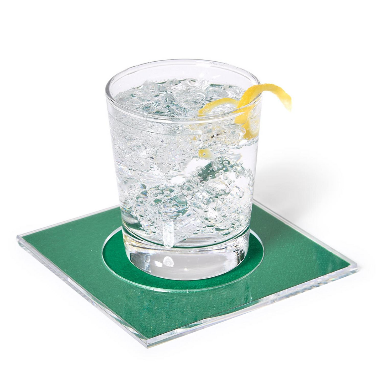 Set of 4 Clear Cocktail Coasters in Gift Box