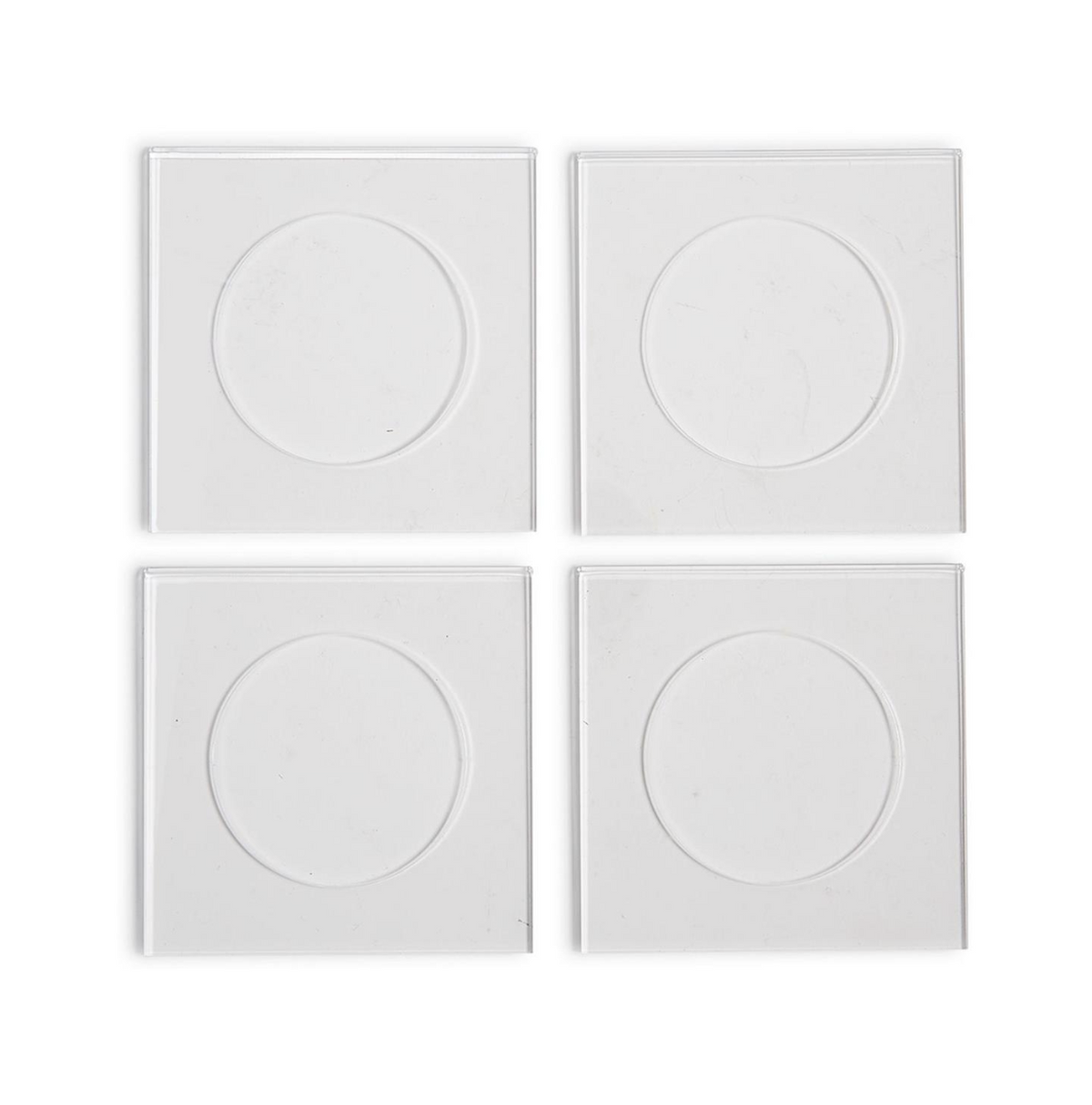 Set of 4 Clear Cocktail Coasters in Gift Box