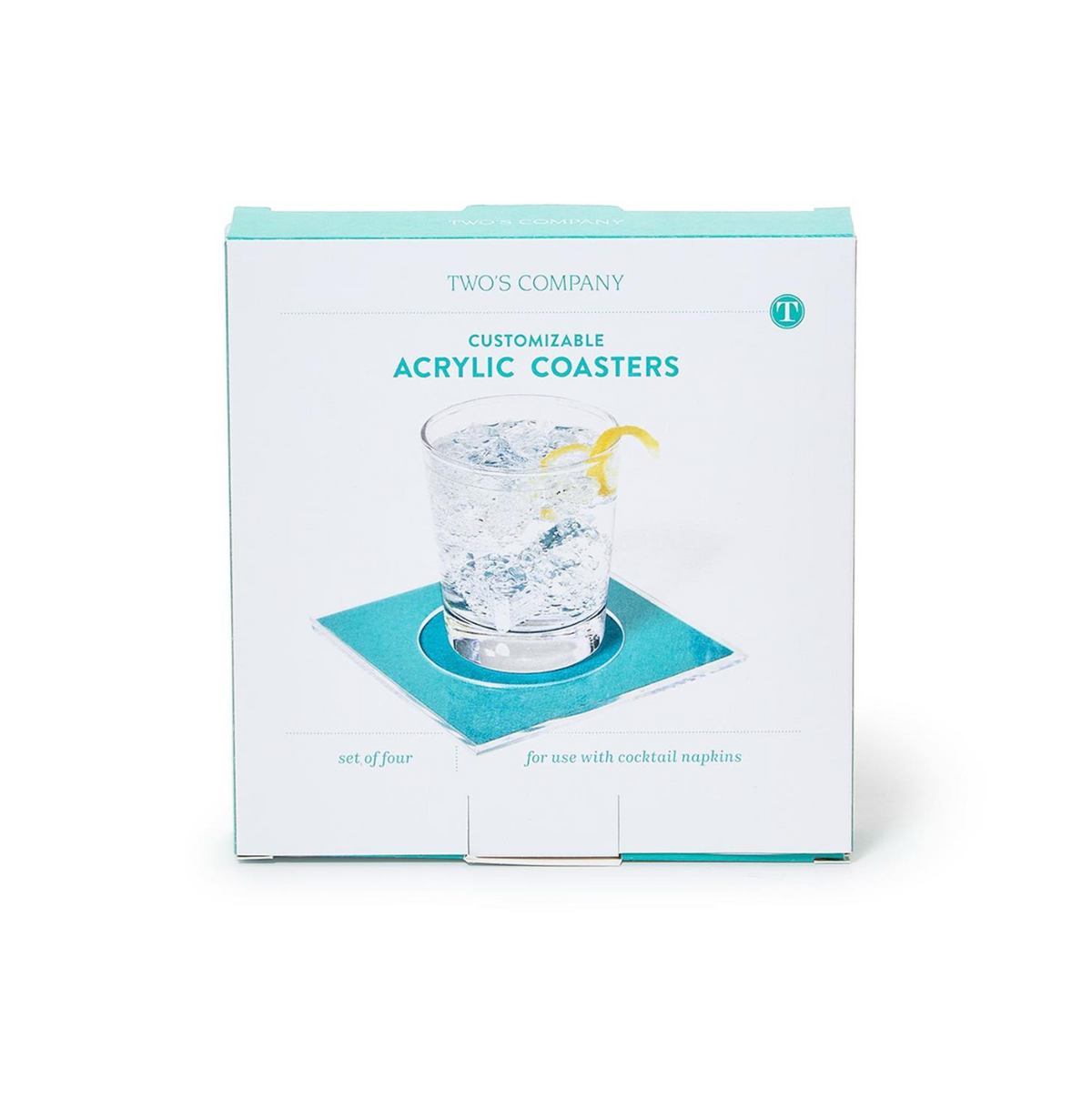 Set of 4 Clear Cocktail Coasters in Gift Box